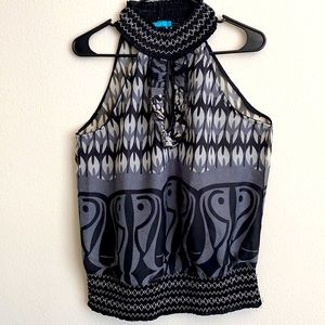 Halter Neck Black Top with Drop shape neck (L)